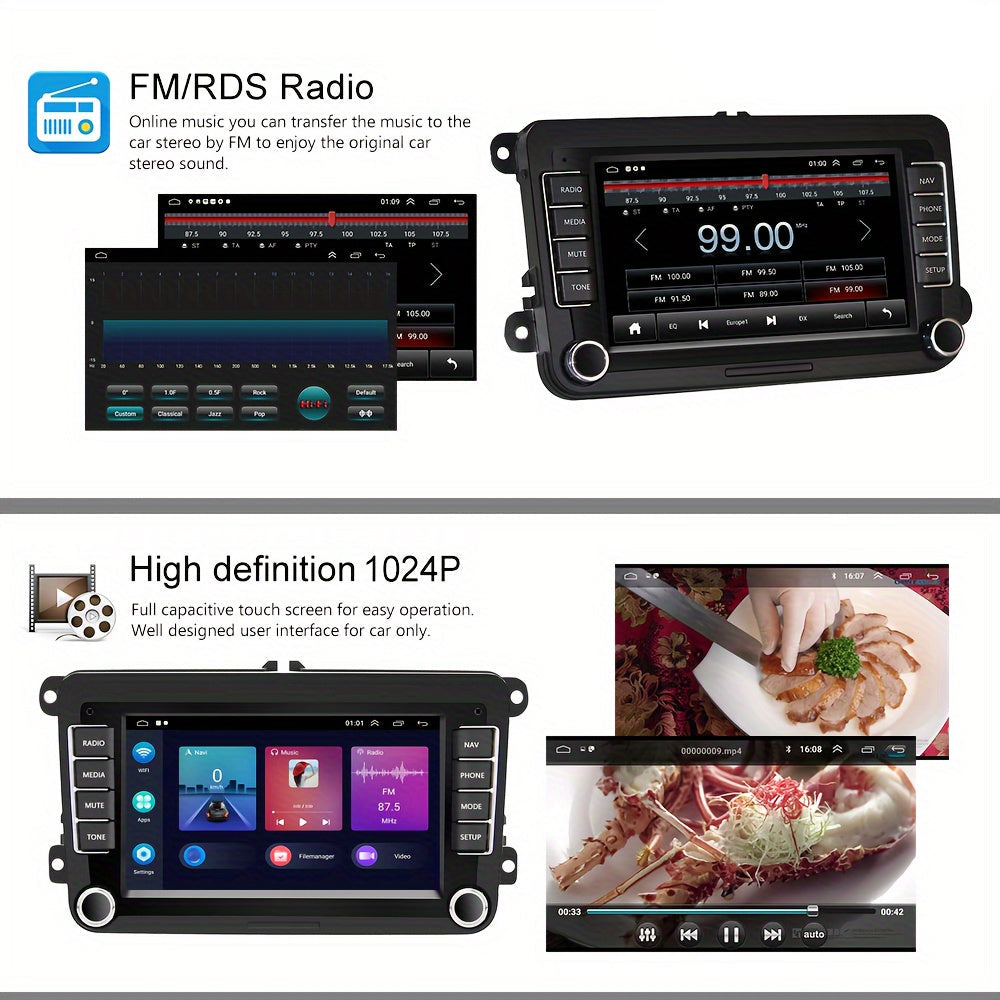 Android Autoradio – Multimedia Systeem – Dubbele DIN Radio – Touchscreen Radio – GPS Navigatie – 7 Inch Capacitive Scherm – Achteruitrijcamera & Microfoon – Wifi, CarPlay & Android Auto