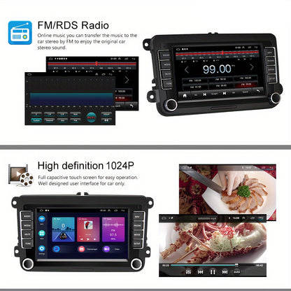 Android Autoradio – Multimedia Systeem – Dubbele DIN Radio – Touchscreen Radio – GPS Navigatie – 7 Inch Capacitive Scherm – Achteruitrijcamera & Microfoon – Wifi, CarPlay & Android Auto