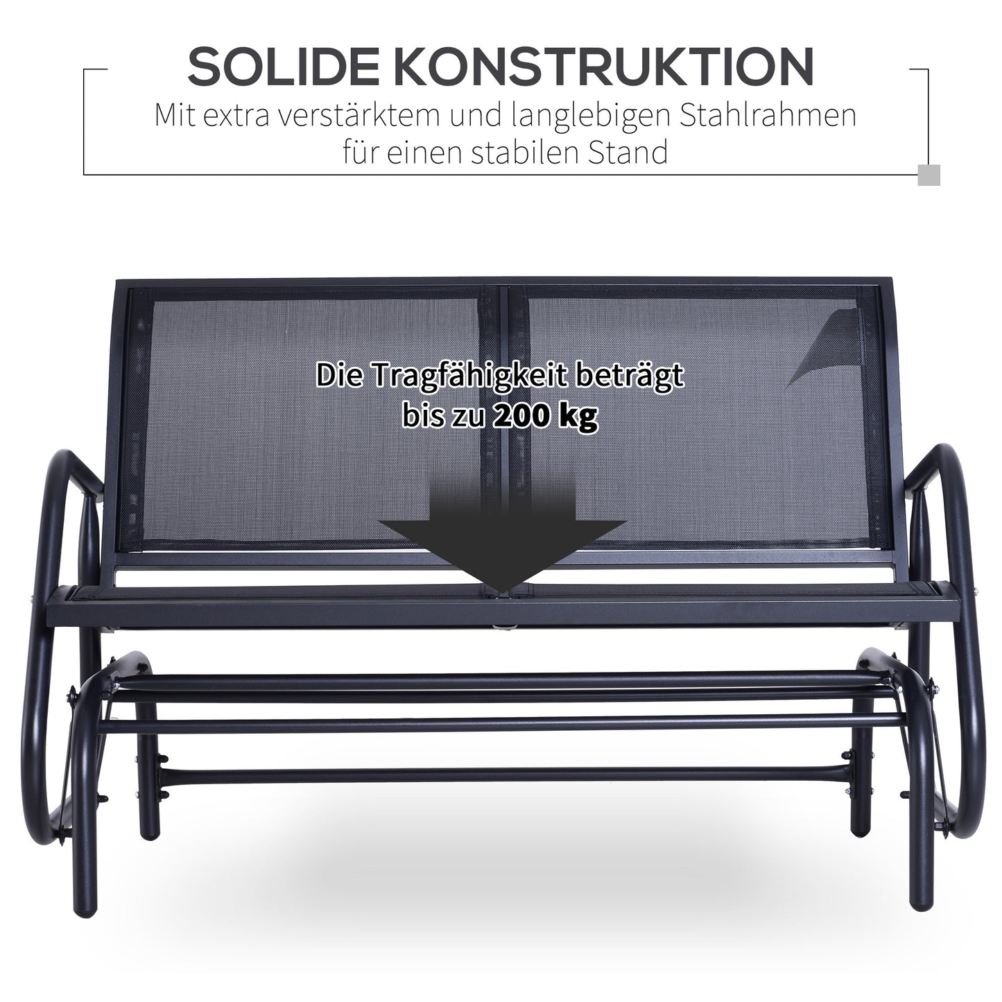 Tuinschommelbank – Tuinbank – Schommelstoel – Tuinmeubel – Loungestoel – Metalen Frame – Ademend Mesh – 2 Personen – Draagvermogen 200 kg