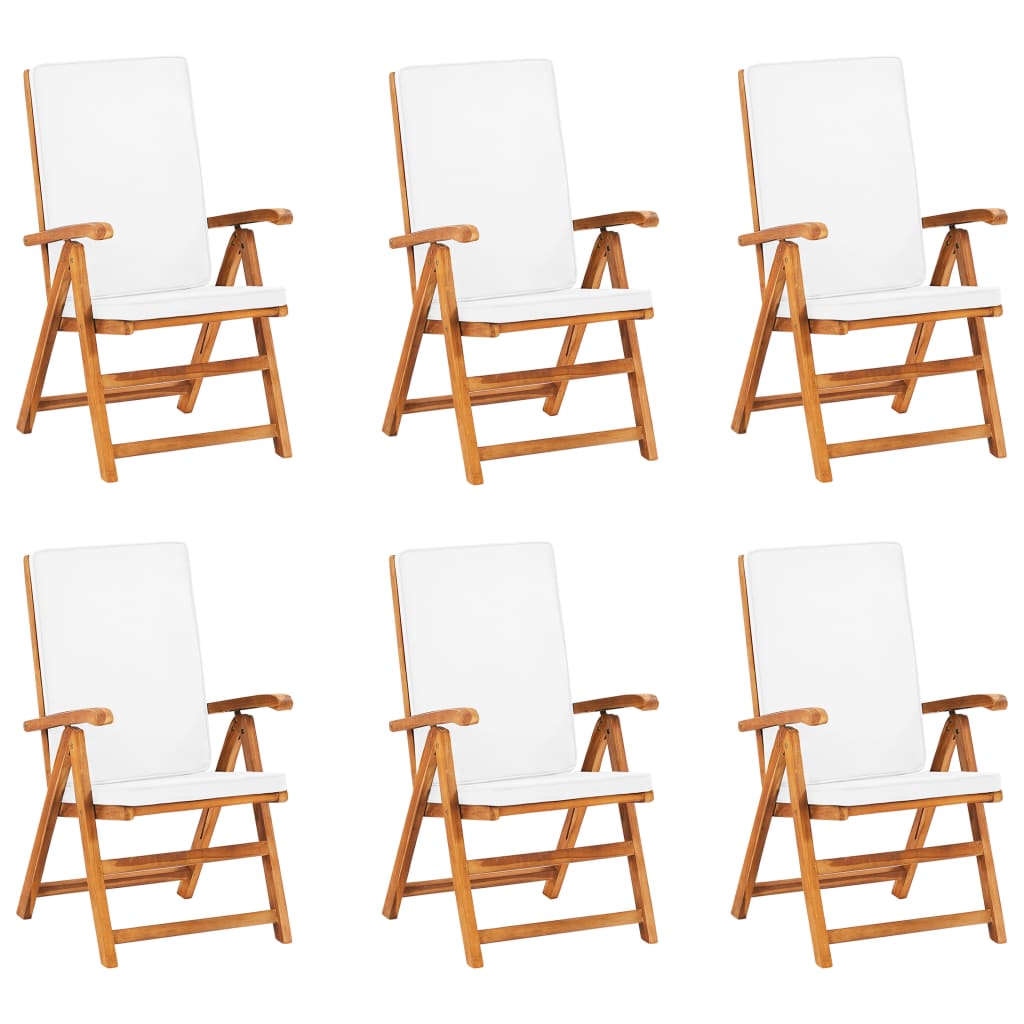 Tuinset – Garden Set – Diningset – Bistroset – Loungeset – Teakhout – Verstelbare Rugleuning – Incl. Kussens – Creme – 4 Personen