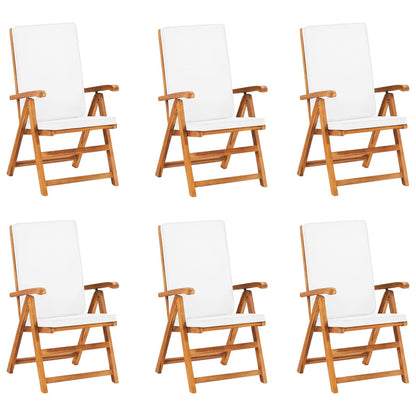 Tuinset – Garden Set – Diningset – Bistroset – Loungeset – Teakhout – Verstelbare Rugleuning – Incl. Kussens – Creme – 4 Personen
