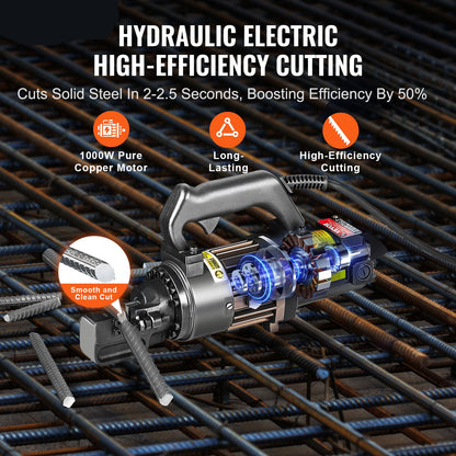 Wapeningstaal Knipper – Stalen Staafknipper – Rebar Cutter – Elektrische Staalsnijder – Hydraulische Knipschaar – Krachtige 1000W Motor – Lichtgewicht Aluminium Behuizing – Zwart