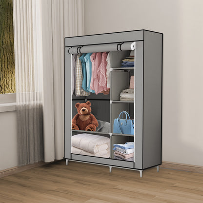 Kledingkast – Garderobekast – Stoffenkast – Opbergkast – Kast Met 6 Planken En Kledingstang – 105x45x170 cm – Lichtgewicht Kunststofframe – Eenvoudig Zonder Gereedschap In Elkaar Te Zetten