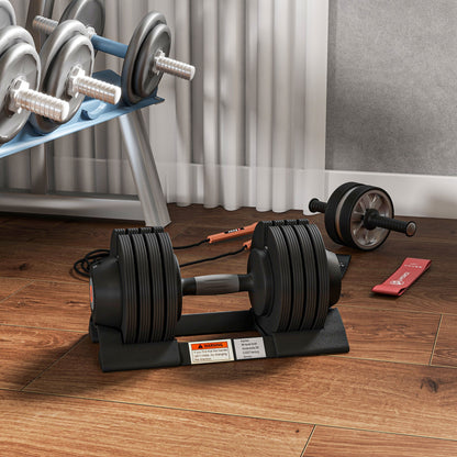 Verstelbare Dumbbell – Halter – Dumbbellset – Fitnessgewicht – Krachttraining – 4 Gewichtsniveaus 6-20 kg – Antislip Handvat & Inclusief Opbergbak – Zwart