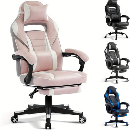 Gamingstoel – Gamenstoel – Bureaustoel – Speelstoel – Ergonomische Fauteuil – Verstelbare Hoogte – Massagefunctie Rugsteun – Voetsteun – Draagvermogen 136 kg – PU Leer