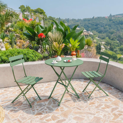Rebecca Mobile Table And 2 Chairs, Folding Bistro Set, Red Blue Green White Black, Steel, Space-Saving, Suitable for Garden Balcony - Measures Hxlxp: 71 X 60 X 60 Cm