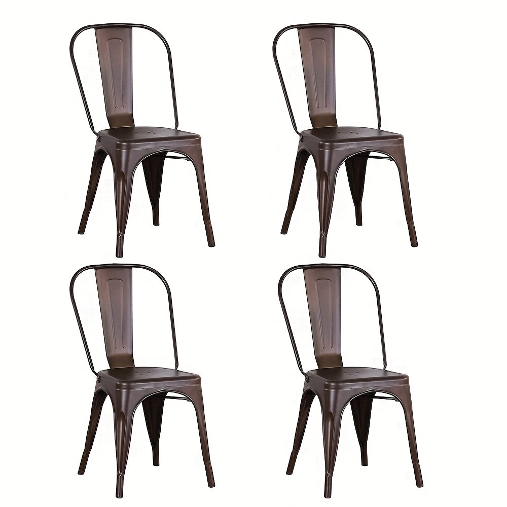 Set van 4 Industriële Metalen Eetkamerstoelen – Roestkleurige Stoelen met Klassiek Ontwerp – Duurzaam, Onderhoudsvriendelijk en Perfect voor Keuken, Restaurant of Evenement (43 x 46 x 85 cm)