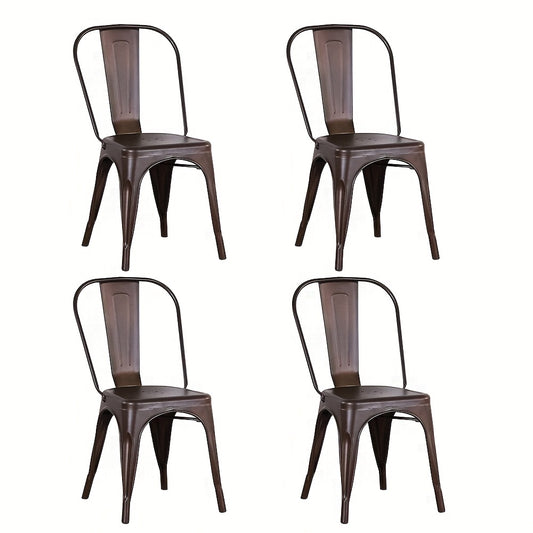 Set van 4 Industriële Metalen Eetkamerstoelen – Roestkleurige Stoelen met Klassiek Ontwerp – Duurzaam, Onderhoudsvriendelijk en Perfect voor Keuken, Restaurant of Evenement (43 x 46 x 85 cm)