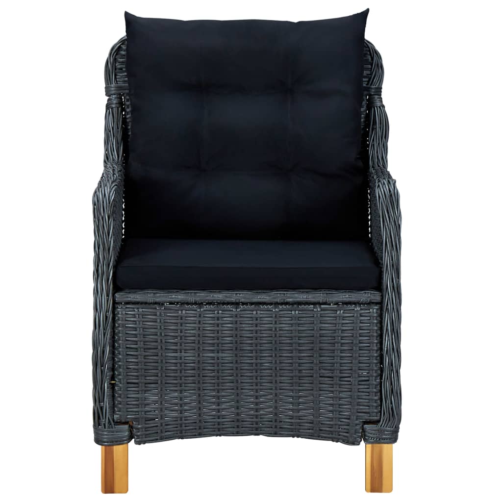 Dining Set – Tuinset – Bistroset – Buitenmeubelset – Terrasmeubels – Set van 8 Stoelen - Donkergrijs en Bruin – Weerbestendig PE Rattan – Massief Houten Tafelblad