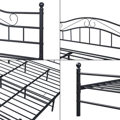 Metalen Bed – Stalen Bed – Kinderbed – Eenpersoonsbed – Tweepersoonsbed – Mat Wit – 140 x 200 cm – Stevig Metalen Frame – Inclusief Lattenbodem