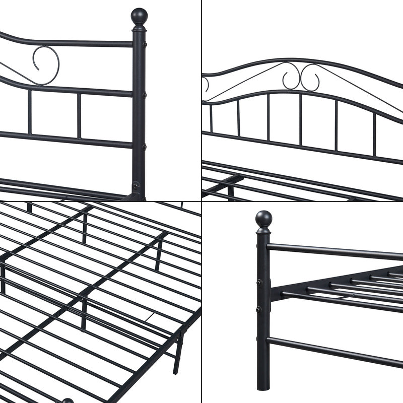Metalen Bed – Stalen Bedframe – Industrieel Bed – Slaapbank – Lattenbodem – Mat Zwart – 160 x 200 cm – Stevig & Onderhoudsvriendelijk