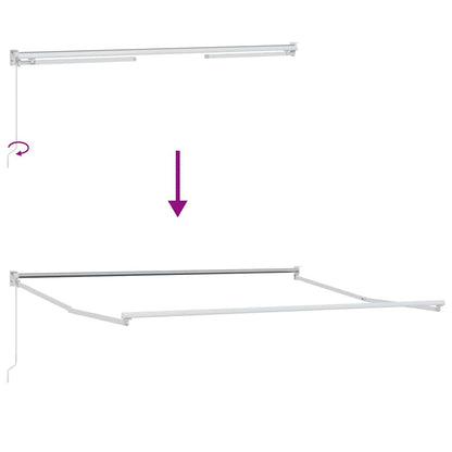 Zonnewering – Knikarmscherm – Uitvalscherm – Schaduwdoek – Markies – Verstelbaar tot 80 Graden – UV- en Waterbestendig Polyester – Aluminium Frame – Wit – 350x250 cm