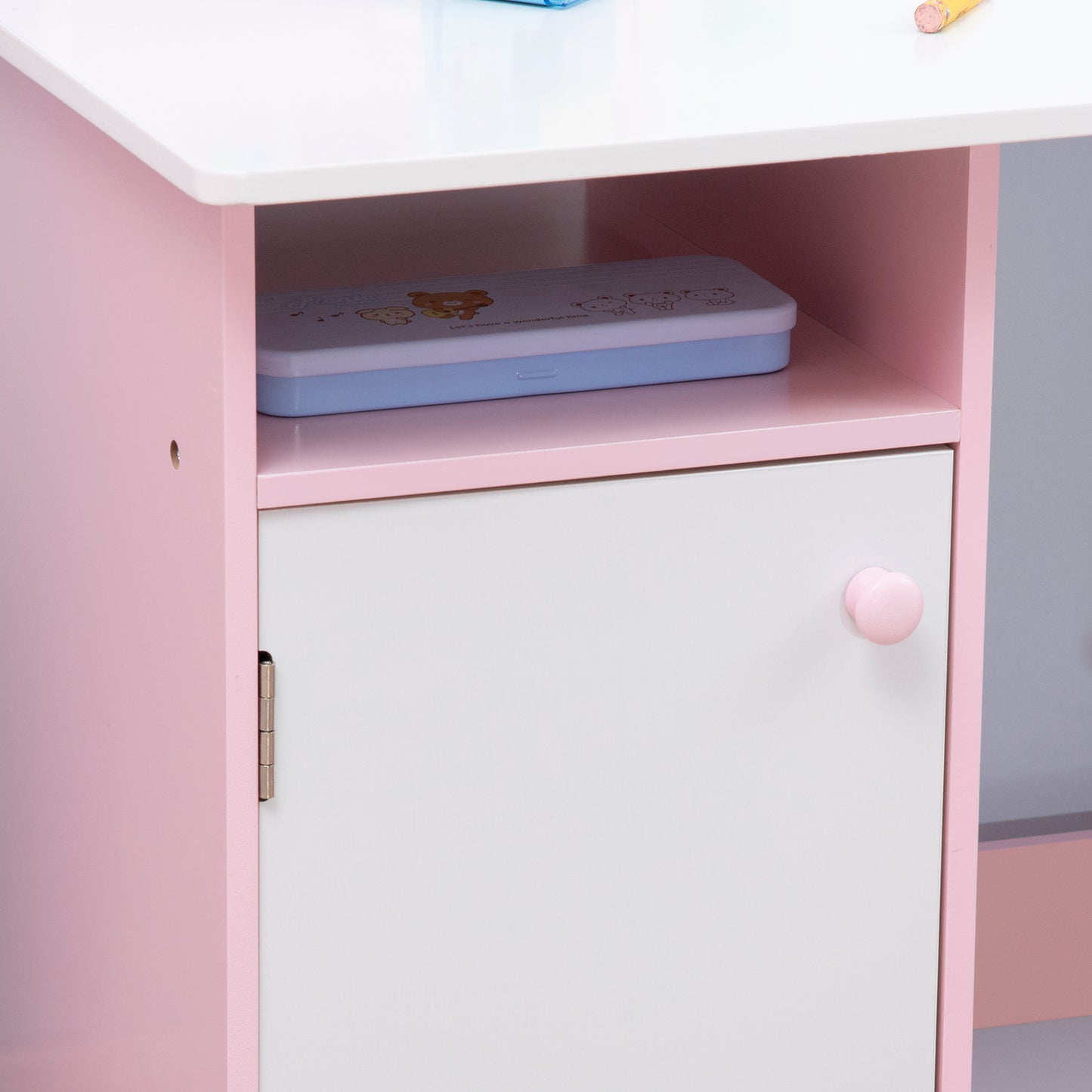 Kinderbureau – Kindertafel – Kinderschrijftafel – Kinderwerkplek – Kindermeubelset – Inclusief Whiteboard – MDF Roze 90x45x85 cm
