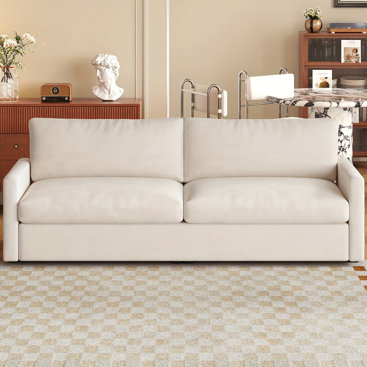 Bank – Tweezitsbank – Sofa – Loveseat – Zithoek – Beige Kleur – Oversized Comfortabele Zitting – Eenvoudige Montage