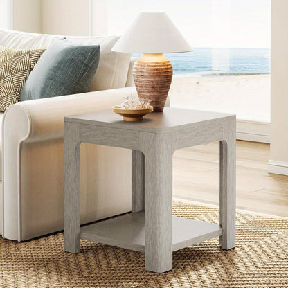 Houten Bijzettafel – Side Table – Nachtkastje – Opbergmeubel – Salontafel – 2 Niveaus – Compact Design – Duurzaam Technisch Hout