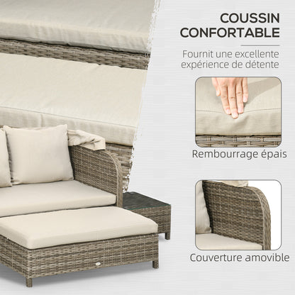 Tuinset – Loungeset – Lounge Meubel – Buitenmeubilair – Voetsteun – Weerbestendig Gegalvaniseerd Metaal – Comfortabele Afritsbare Kussens