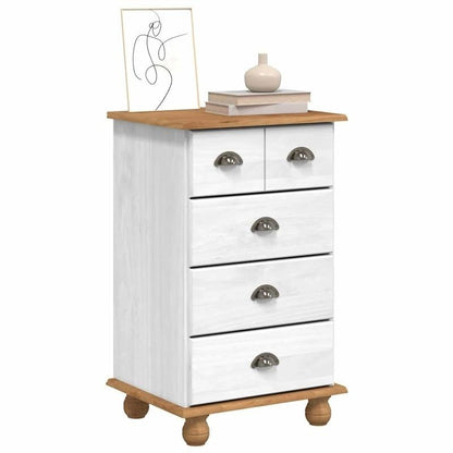 Witte Ladekast – Dressoir – Kast – Commode – Opbergkast – Massief Grenen Hout – 4 Lockbare Laatjes – Minimalistisch Design – 45,8x40x79 cm