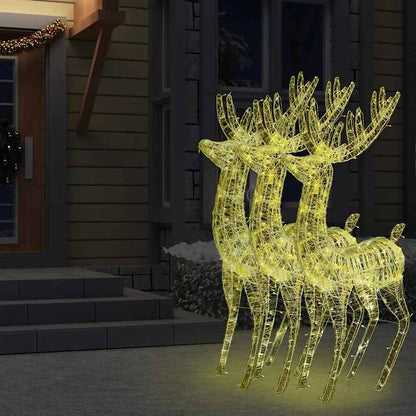 Rendierbeeld – Kerstdecoratie – Tuindecoratie – Sfeerverlichting – Ornament – Hoogwaardig Acryl – Weerbestendig – 180 cm – Warm Wit Licht – Set van 3