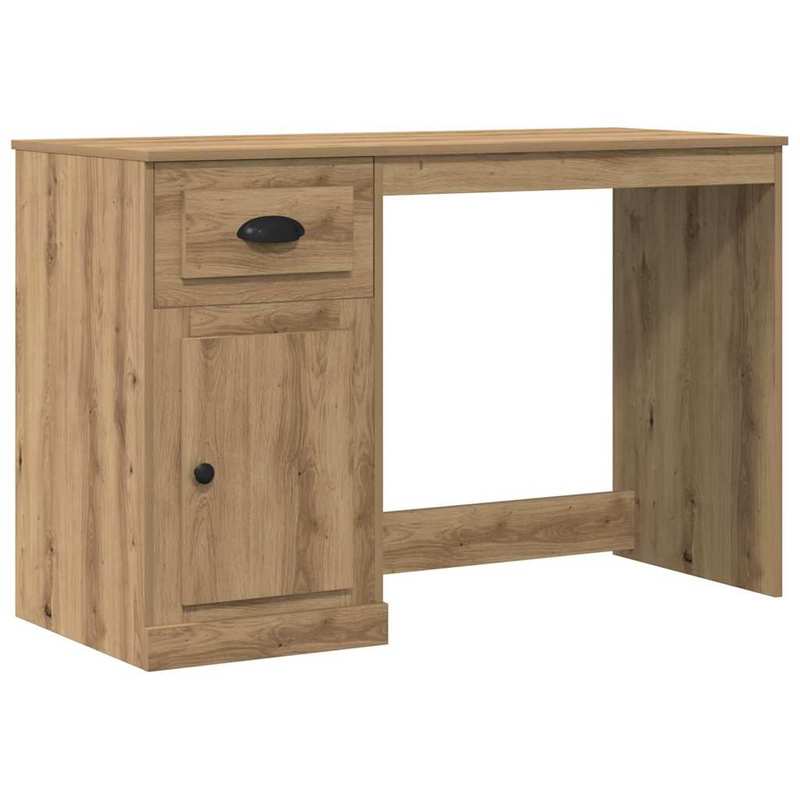 Bureau Eikenhout – Schrijftafel – Werkplek – Studieplek – Computertafel – Massief Hout – 2 Laden & Open Vak – Stevige Traditionele Constructie – 50x115x75 cm – Bruin