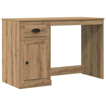 Bureau Eikenhout – Schrijftafel – Werkplek – Studieplek – Computertafel – Massief Hout – 2 Laden & Open Vak – Stevige Traditionele Constructie – 50x115x75 cm – Bruin