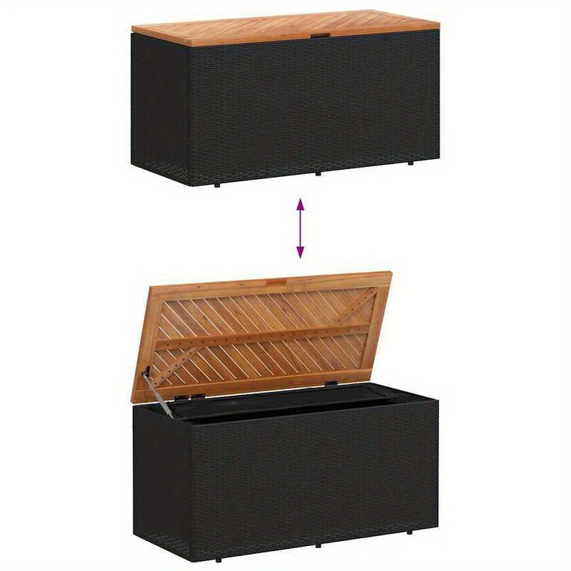 Tuinkist – Opbergbox – Tuinopbergbox – Kussenbox – Tuinbox – Geweven Poly Rattan & Acaciahout – Weerbestendig Ontwerp – Ruime Afmetingen 110x50x54 cm
