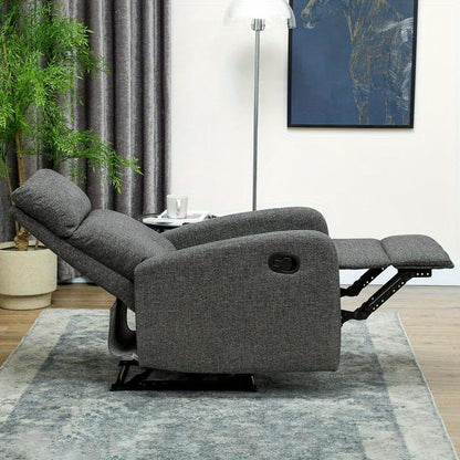 Relaxstoel – Fauteuil – Loungestoel – Draaifauteuil – Schommelstoel – Verstelbaar 90°-180° – Ergonomisch Met Houten Frame & Grijze Stof