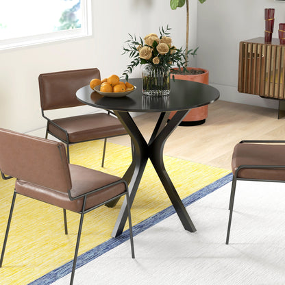 Eettafel – Rondetafel – Keukentafel – Koffietafel – Tafel – Compact 78 cm – Modern Design – Zwart Gelakt MDF – Stabiel Gepoedercoat Stalen Onderstel