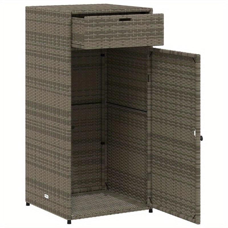 Garden Cabinet 55X55X111 Cm Made of Gray Poly Rattan, Box, Cabinet, Rack for Outdoor Storage