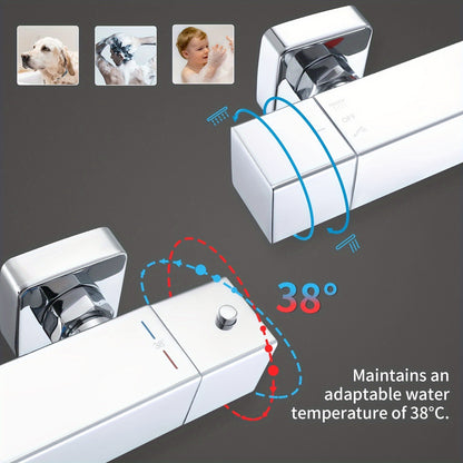 Douche Systeem – Douche Set – Regendouche – Douchekraan – Thermostaatkraan – Verstelbare Douchebeugel – RVS – Thermostaat 38°C Veiligheidsfunctie