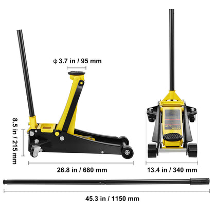 Lage Wagenkrik – Vloerkrik – Auto Krik – Garagekrik – Hydraulische Krik – 2,5 Ton Hefvermogen – Dubbel Zuigerpomp Voor Snelle Hefwerking
