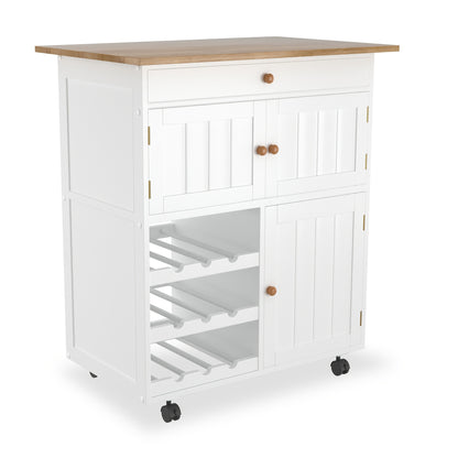 Keukenwagen – Keukentrolley – Servierwagen – Werkwagen – Opbergwagen – 85x70x40 cm – Hout – Mobiel Met Wielen – Max 50 kg Belastbaar