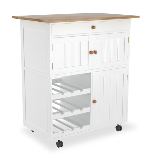 Keukenwagen – Keukentrolley – Servierwagen – Werkwagen – Opbergwagen – 85x70x40 cm – Hout – Mobiel Met Wielen – Max 50 kg Belastbaar