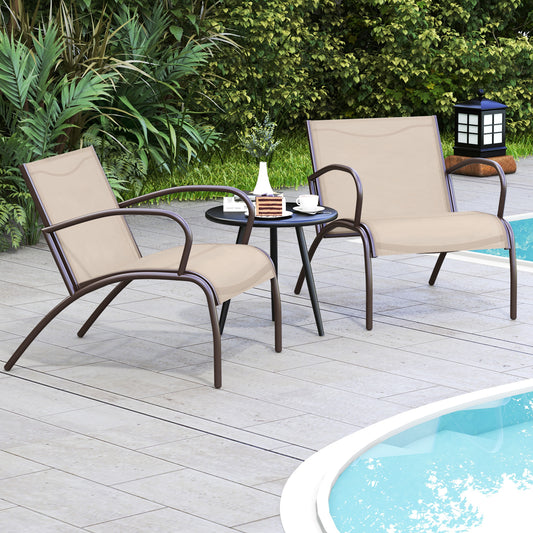 Tuinset – Bistroset – Loungeset – Balkonset – Tuinmeubelset – Aluminium Frame – Comfortabele Stoffen Zitting – Lichtbruin