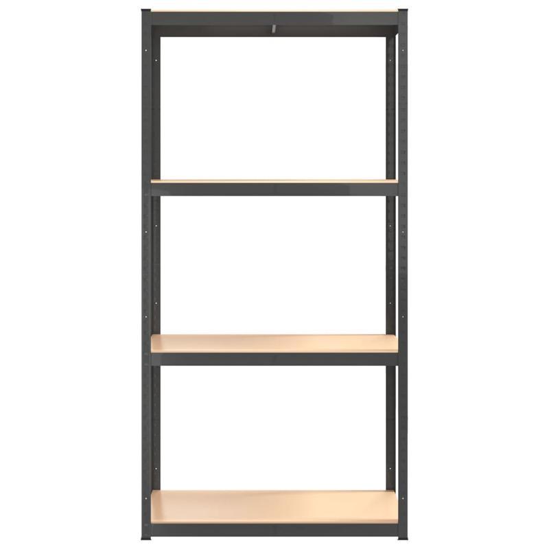 4-laagse Opbergrekken – Opbergrekken – Opbergkast – Planken – Stelling – Antraciet Industrieel Design – Heavy-Duty Stalen Frame – Houten Planken