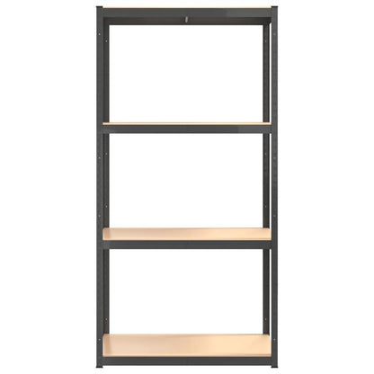 4-laagse Opbergrekken – Opbergrekken – Opbergkast – Planken – Stelling – Antraciet Industrieel Design – Heavy-Duty Stalen Frame – Houten Planken