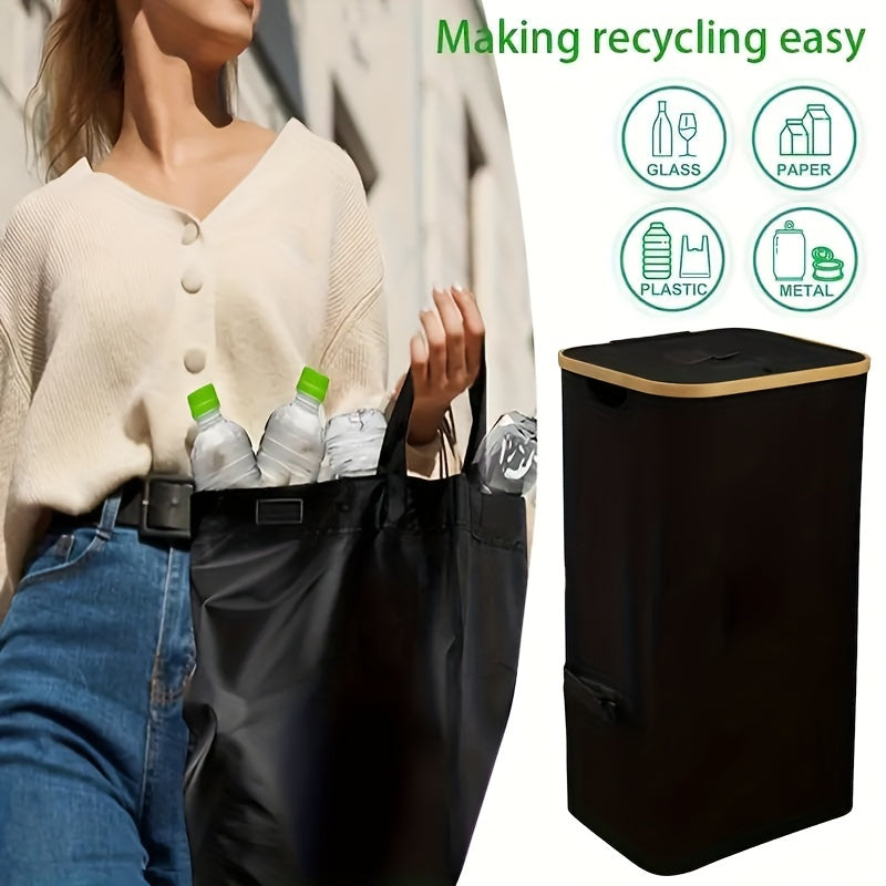 Recyclingbak – Afvalzak – Recyclezak – Afvalcontainer – Afvalemmer – Set Van 2 Zakken – 100 Liter Inhoud – Afneembare Draagtas – Opvouwbaar En Stevig