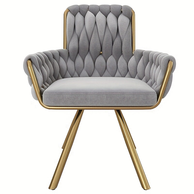 Eetkamerstoel – Stoel – Zitten – Hocker – Kruk – Modern Grijs met Gouden Accenten – Comfortabele Katoenen Vulling – Onderhoudsvriendelijk Zonder Hout