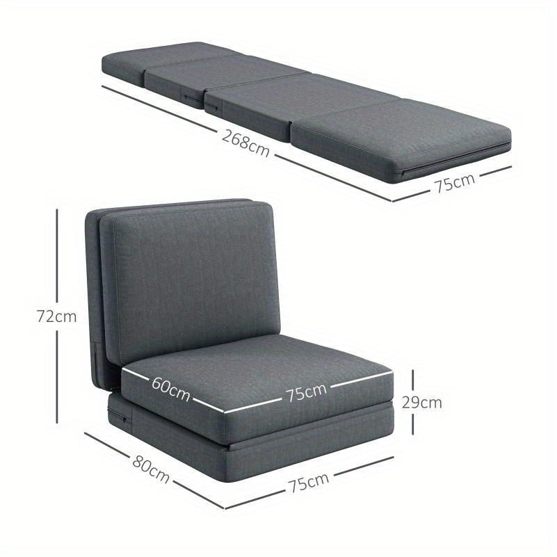 Bedbank – Slaapbank – 3-in-1 Bank – Logeerbed – Sofa – Opvouwbaar – Donkergrijs Fluweel – Stevig Frame tot 240 kg