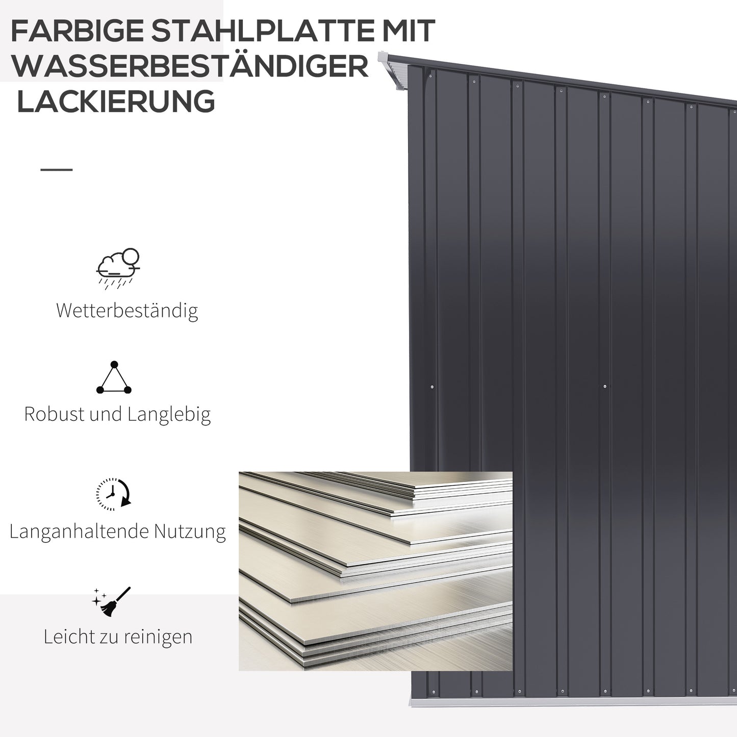 Tuinberging – Tuinschuur – Gereedschapsschuur – Tuinkast – Opbergschuur – Gegalvaniseerd Staal – Weerbestendig Coating – Afmeting 100x103x160 cm – Donkergrijs