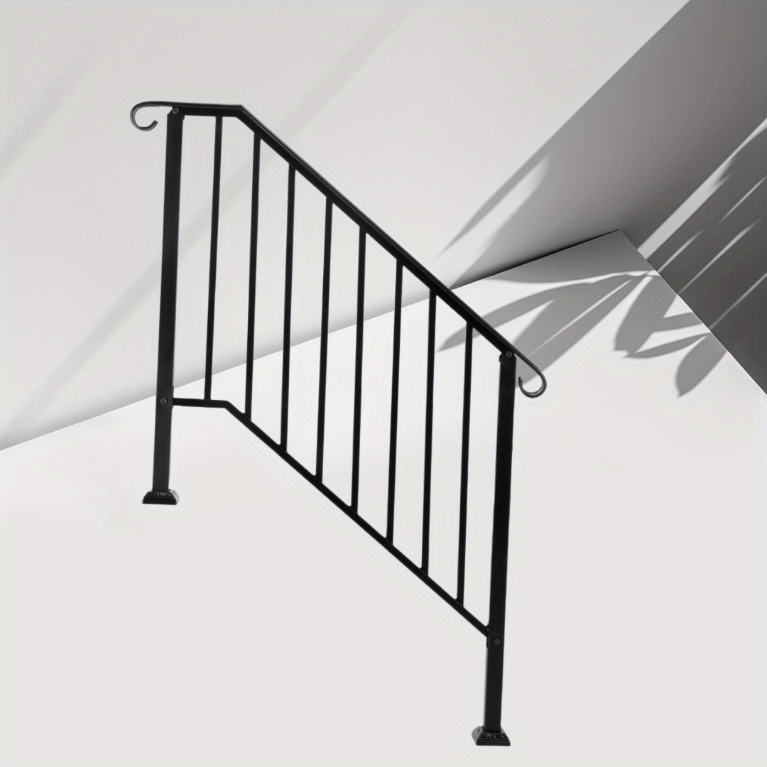 Trapleuning – Handrail – Leuning – Balustrade – Leuninghouder – Gietijzer – Mat Zwart – Geschikt Voor 2 Treden – Robuust & Weerbestendig
