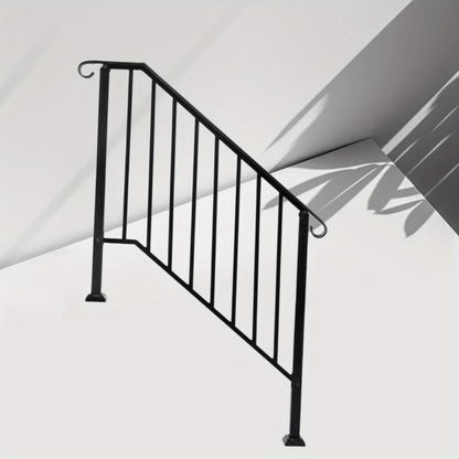 Trapleuning – Handrail – Leuning – Balustrade – Leuninghouder – Gietijzer – Mat Zwart – Geschikt Voor 2 Treden – Robuust & Weerbestendig