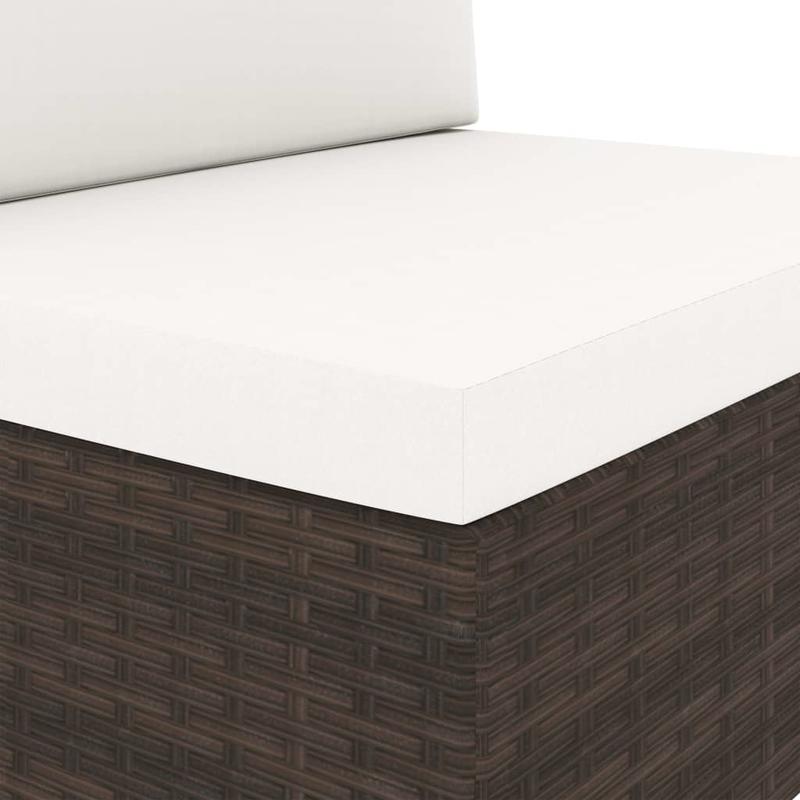Modulaire 2-Zitsbank – Tweezitsbank – Loungesofa – Buitenbank – Woonkamerbank – Bruin – Duurzaam Poly Rattan & Hardhouten Frame – Zacht Schuimcomfort