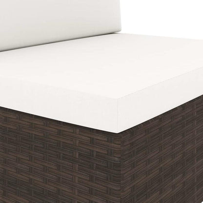 Modulaire 2-Zitsbank – Tweezitsbank – Loungesofa – Buitenbank – Woonkamerbank – Bruin – Duurzaam Poly Rattan & Hardhouten Frame – Zacht Schuimcomfort