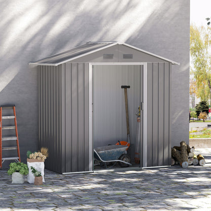 Tuinhuis – Tuinberging – Tuinschuur – Opslagkast – Tuinkast – Lichtgroen – Schuifdeuren – Gegalvaniseerd Staal – Ventilatieopeningen – 4,9 m²