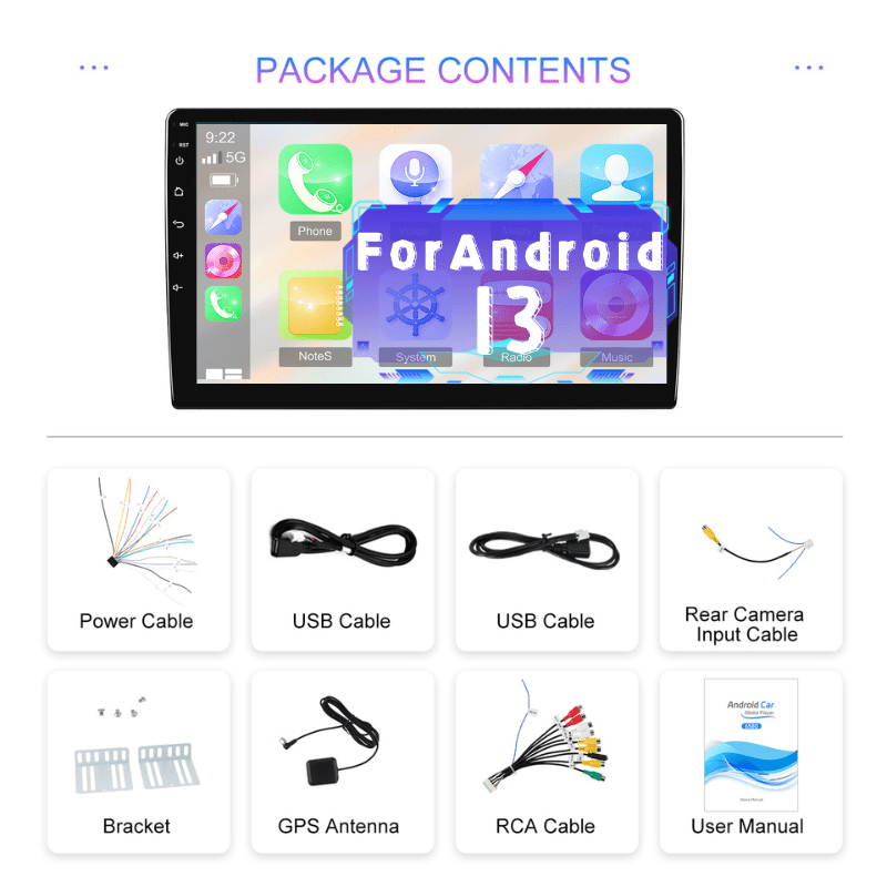 Autoradio Touchscreen – Double DIN Autoradio – Auto Multimedia Speler – Car Audio Systeem – GPS Navigatie – 9 Inch HD Scherm – Android Compatibel Met Mirror Link & WiFi