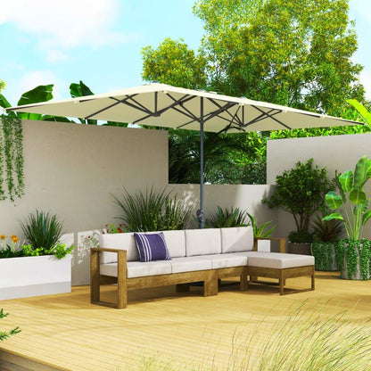 Parasol – Dubbele Parasol – Balkonparasol – Tuinparasol – Zonnescherm – UV50+ Bescherming – Windproof Aluminium Frame – Crank Mechanisme – 451x264 cm – Crèmekleurig