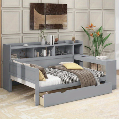 Slaapbank – Uitschuifbed – Daybed – Trundle Bed – Sofa Bed – Metaal – Met Opberglades – 90x200 cm – Ruimtebesparend Design