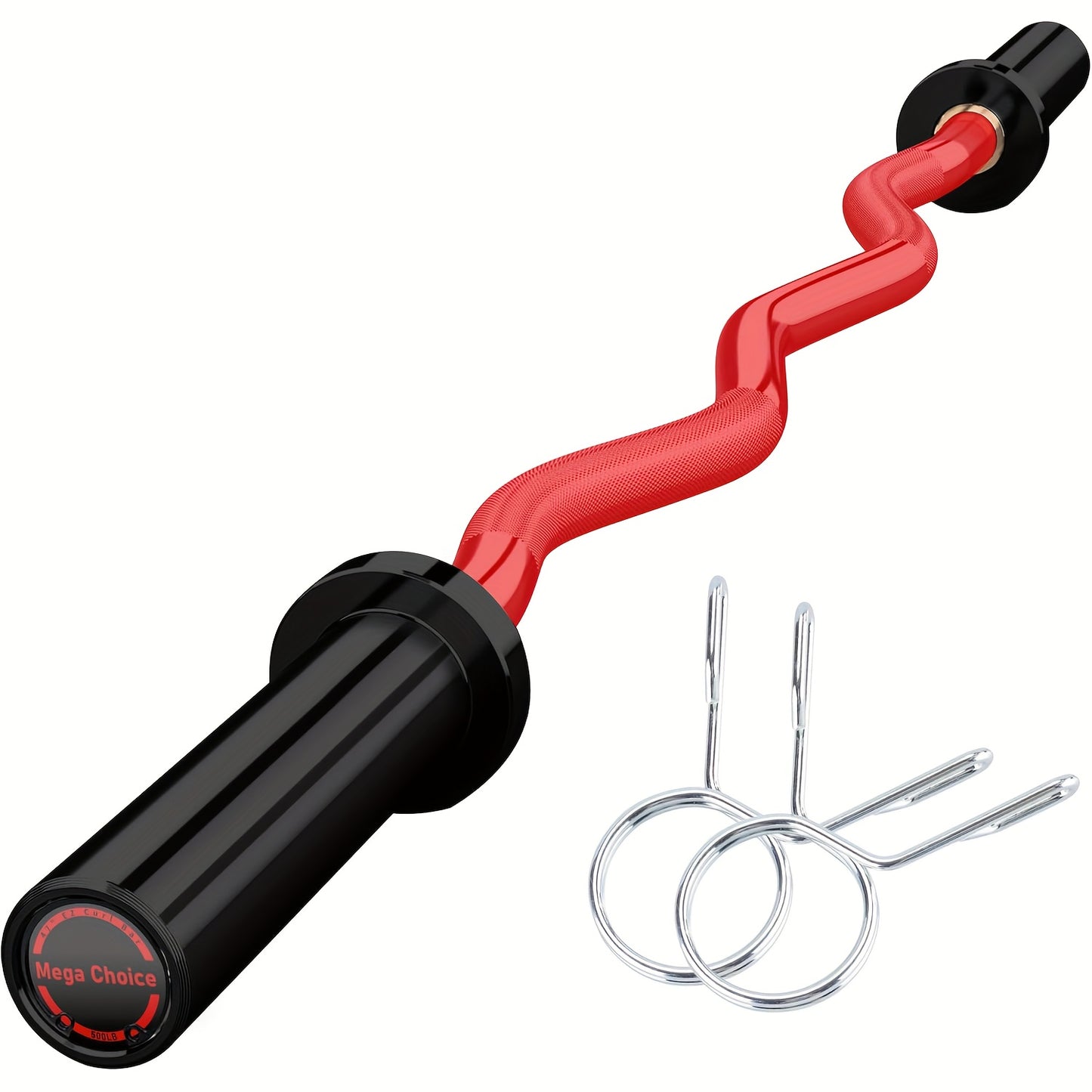 Olympische Halterstang – Halterstang – Barbell – Gewichtsstang – Krachtstang – Compact 121,92 cm – Industrieel Staal 226,8 kg Capaciteit – Zwart/rood