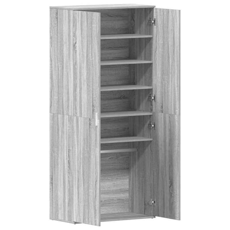 Schoenenkast – Schoenopberger – Schoenrek – Schoenenschuur – Grijze Kast – Sonoma Grijs – 80x39x180 cm – Duurzaam Hout – Geschikt Voor Woonkamer En Veranda