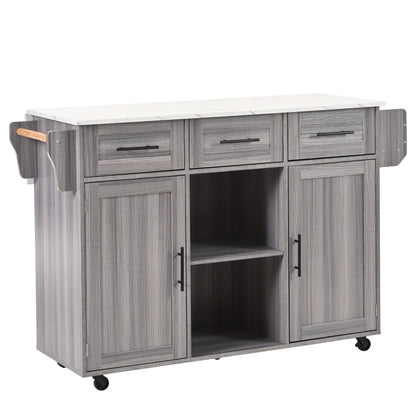 White Modern Foldable Mobile Serving Cart with Storage Doors & Lockable Tabletop - Heavy-Duty Expandable Sideboard on Casters, Non-Wood Cabinet /Dining Room, Space-Saving Furniture (139x46(71)x91.5cm) - Replaceable Feet
